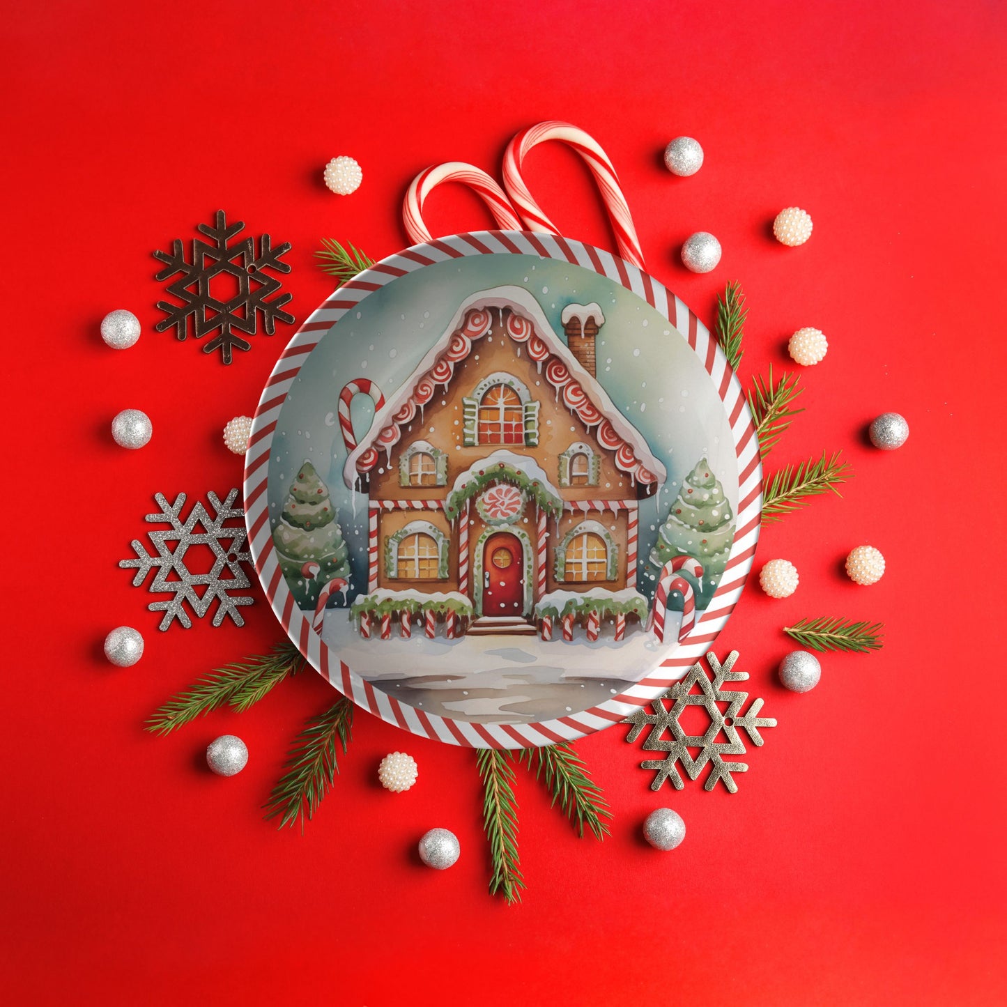 Gingerbread House Thermosaf Polymer Plastic Christmas Plate