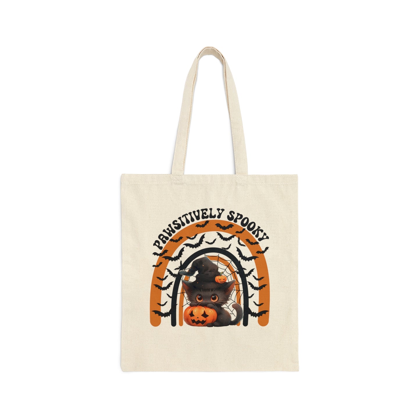 Halloween Cat Tote Bag, Funny Halloween Canvas Tote Bag Halloween Black Cat Pumpkin Tote Bag Trick or Treat Halloween Goodie Bag