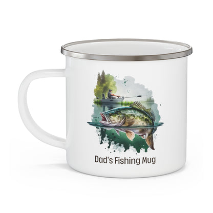 Fishing Gift Enamel Camping Mug 12 oz Coffee Mug Fathers Day Gift for Him Fishing Mug Camp Cup