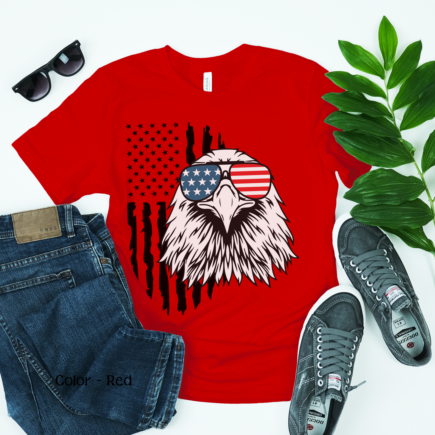 Men’s Patriotic Shirt Fourth of July TShirt Witty American Flag Shirt Patriotic Eagle With Sunglasses July 4th Gift for Him Independence Day