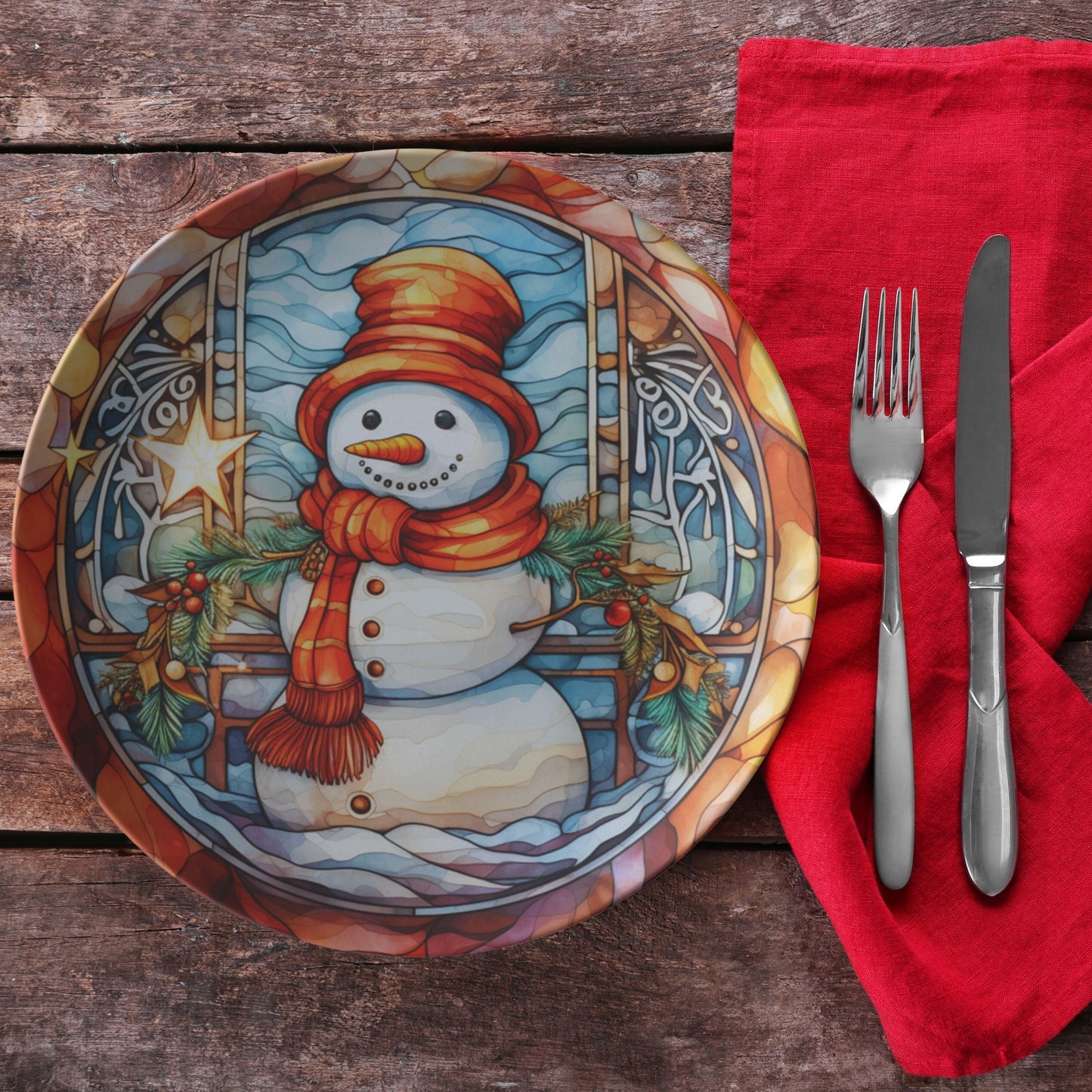 Thermosaf Polymer Plastic Snowman Christmas Dinner Plate