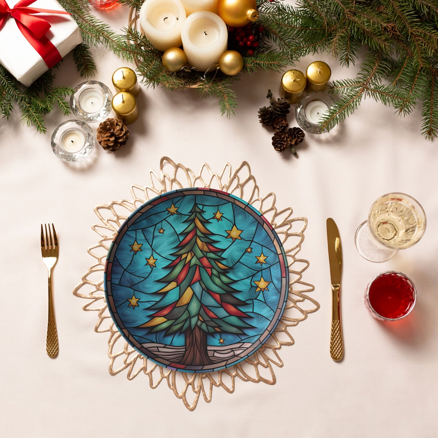 Thermosaf Polymer Plastic Christmas Tree Dinner Plate