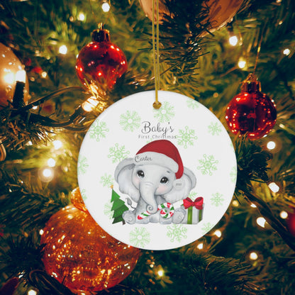 Baby First Christmas Elephant Ornament Personalized