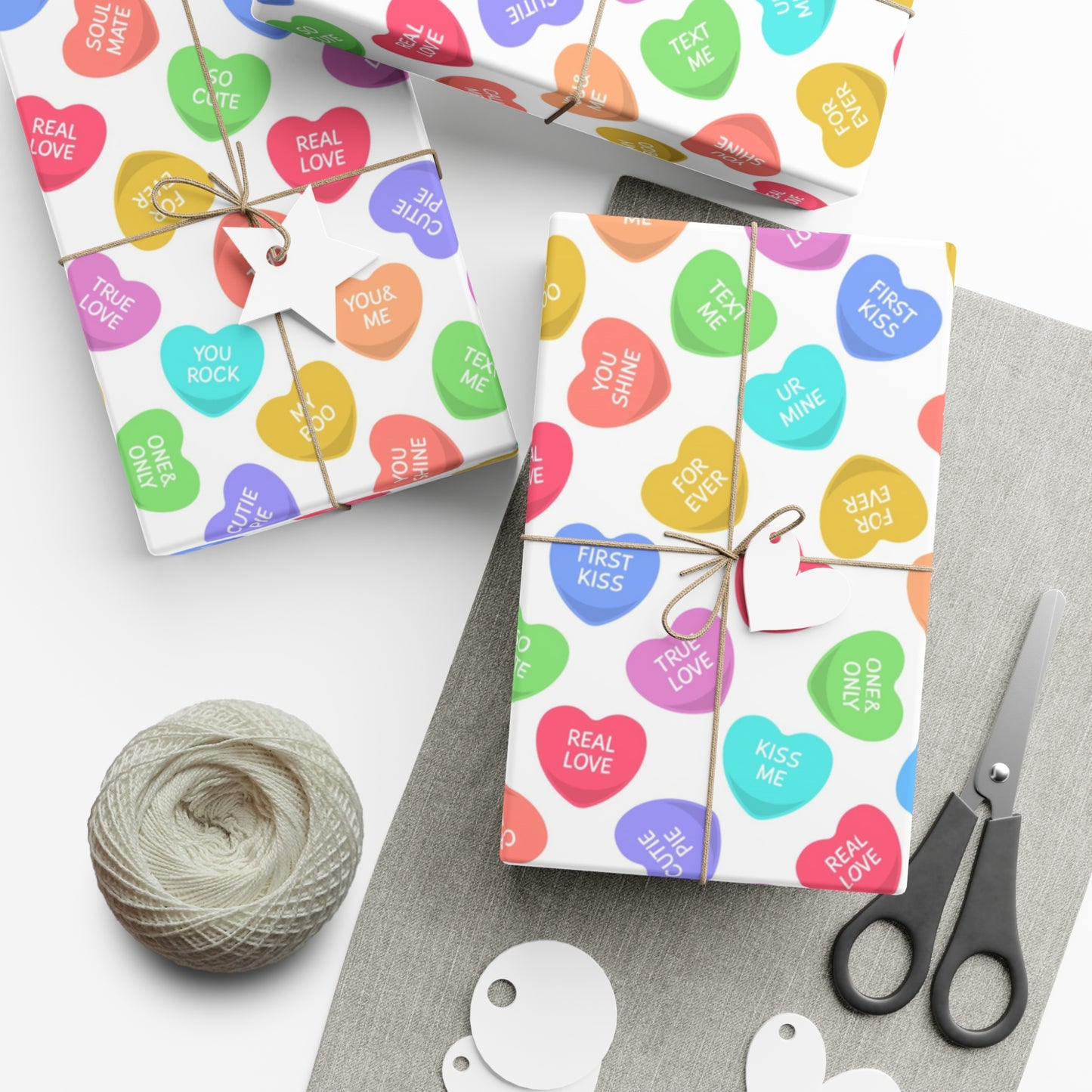 Retro Hearts Valentines Day Wrapping Paper