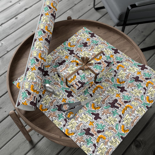 Retro Wrapping Paper Roll 1950s Pattern Wrapping Paper 6 Foot Roll Gift Wrapping Paper Retro Birthday Wrapping Paper