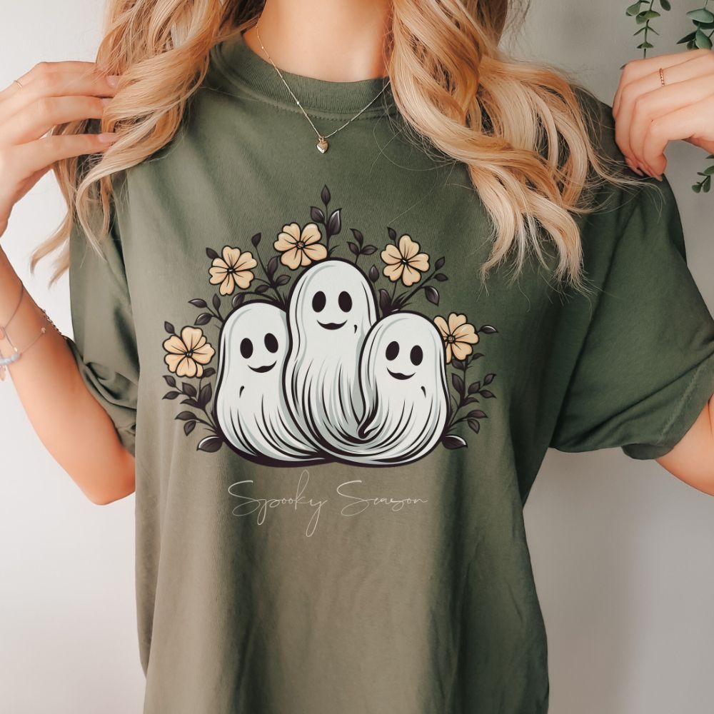 Spooky Season Retro Floral Ghost Shirt, Cute Ghost Spooky Season Shirt Retro Halloween Shirt Stay Spooky Comfort Colors Shirt