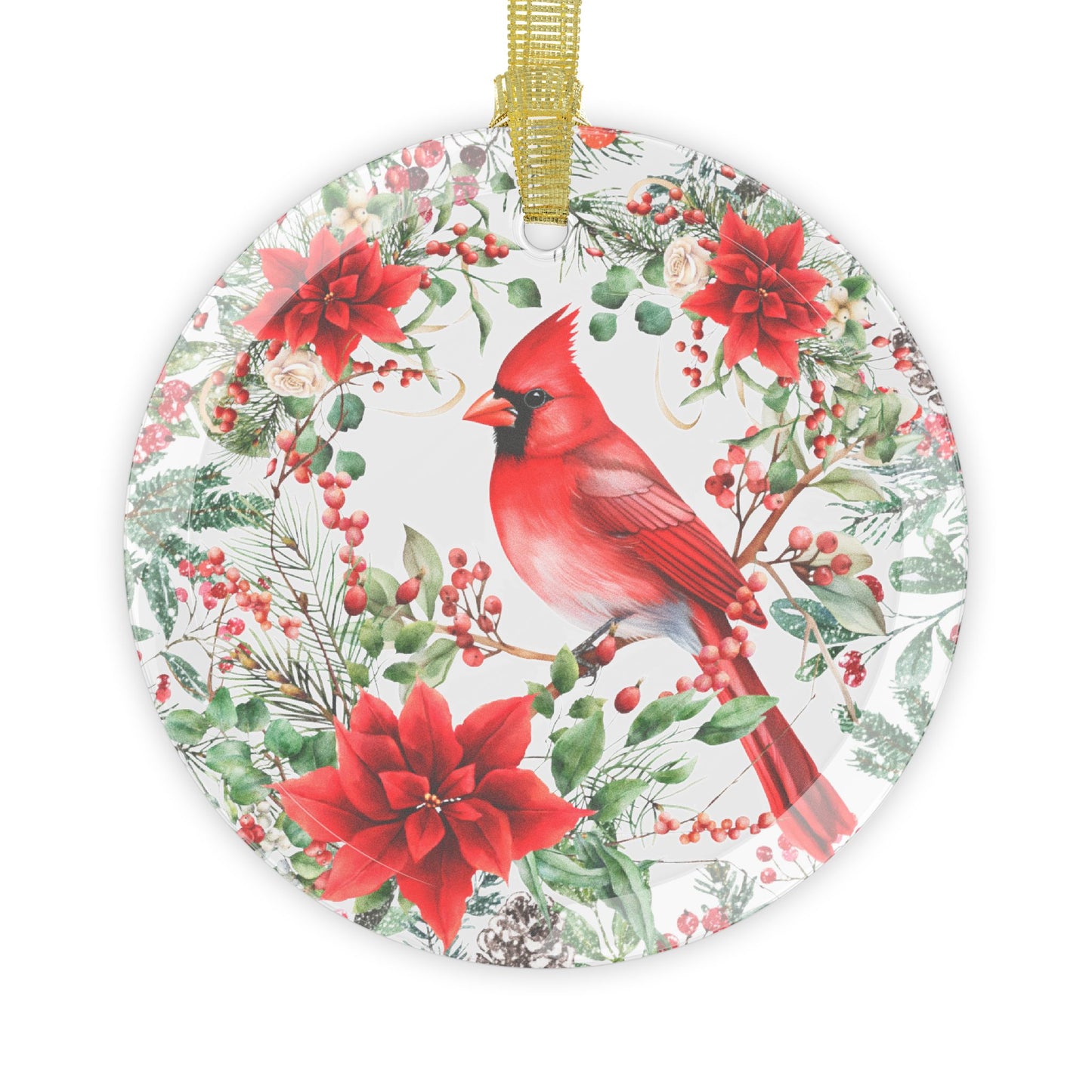 Red Cardinal Glass Christmas Ornament