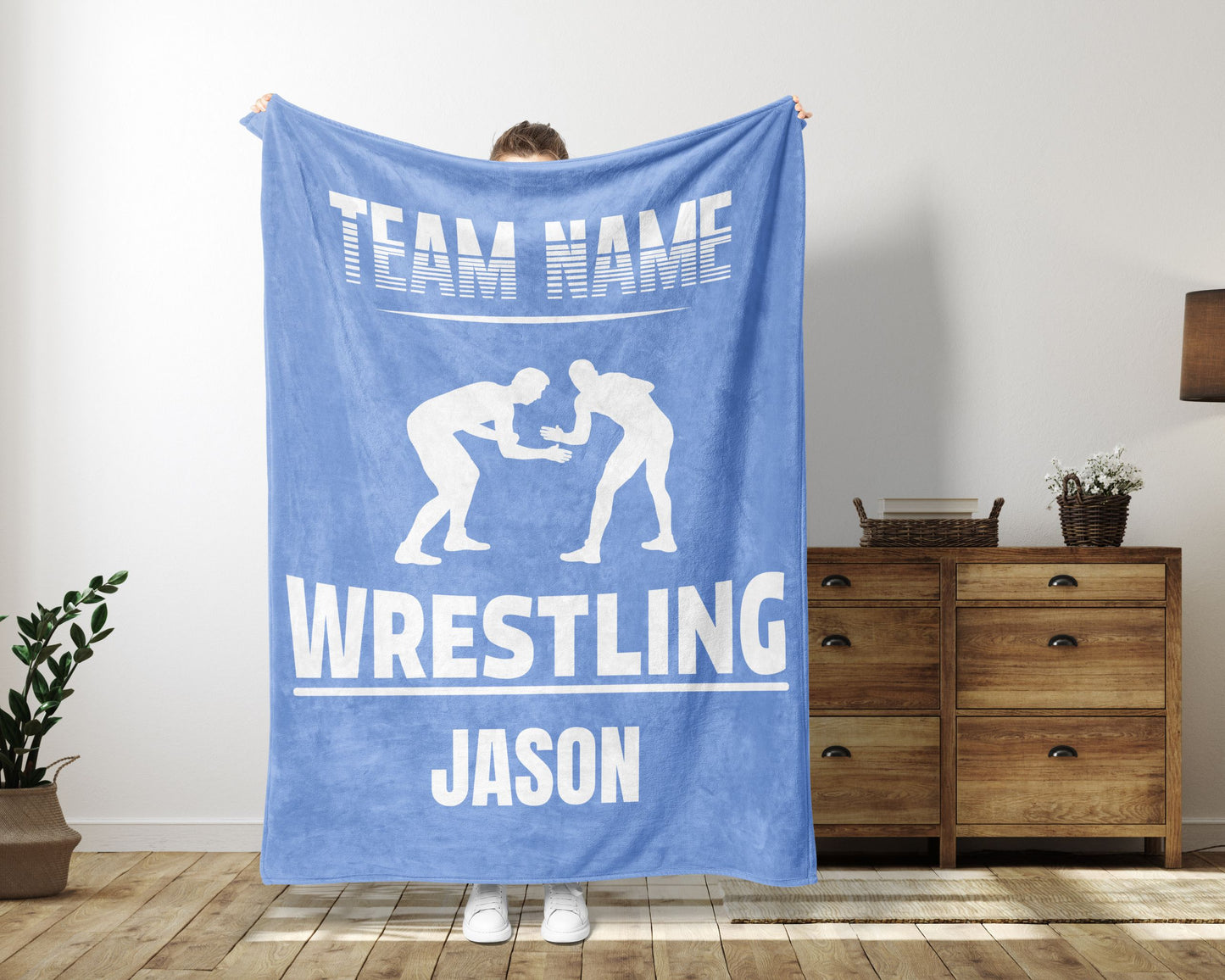 Personalized Wrestling Blanket Gift For Wrestler Custom Wrestling Team Gift