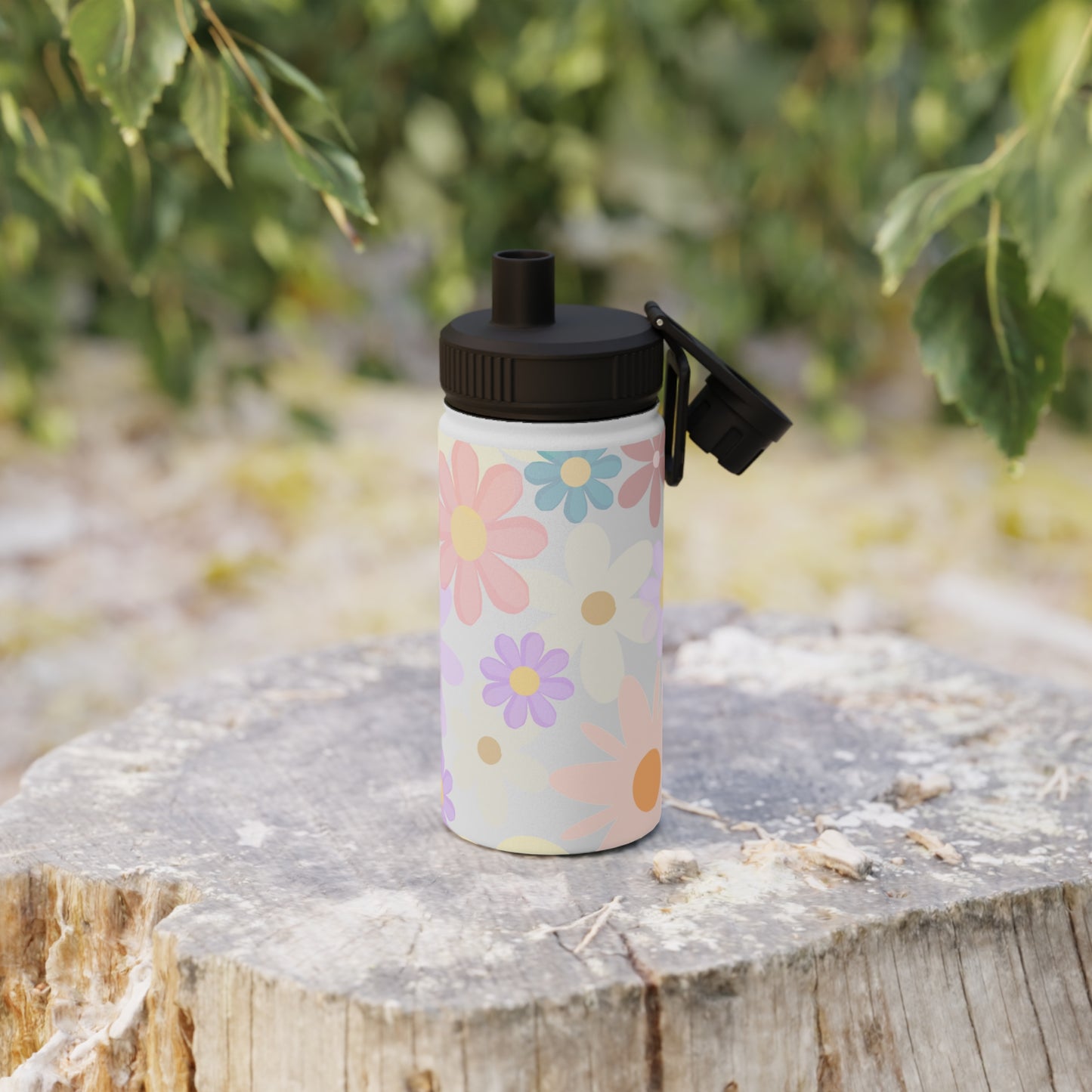 Stainless Steel Water Bottle Floral Water Bottle Gift for Her Pastel Summer Sports Bottle Travel Bottle Flowery Mom Gift Vacation Cup