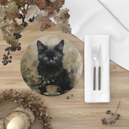 Black Cat Bone China Plate Fall Table Decor