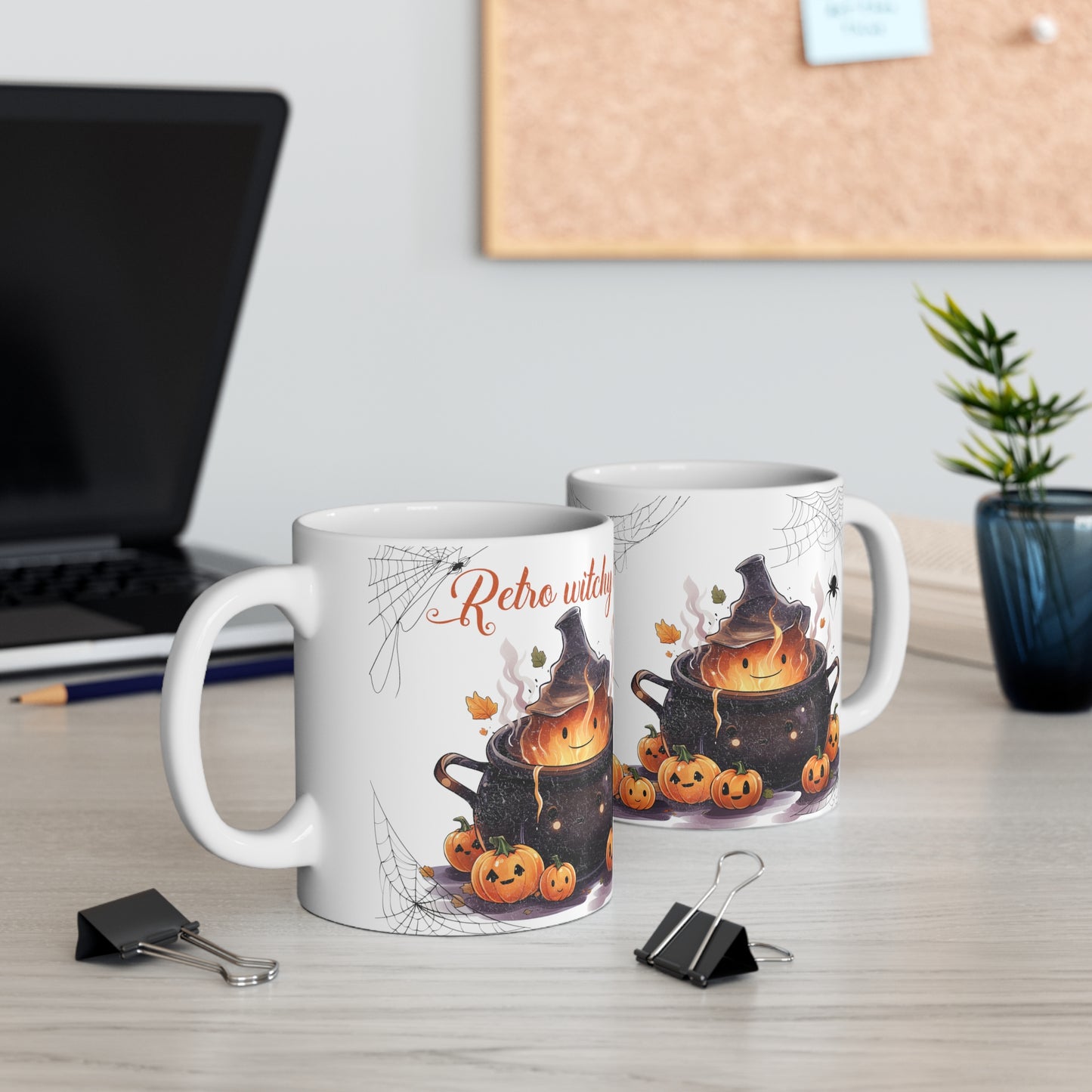 Retro Halloween Coffee Mug Spooky Season Mug Witchy Mug Halloween Gift Idea Halloween Spider Web Mug Retro Pumpkin Mug Halloween Kitchen