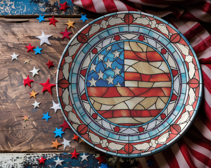 Thermosaf Polymer Plastic American Flag Dinner Plates