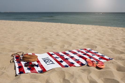 Personalized Stars and Stripes Beach Towel