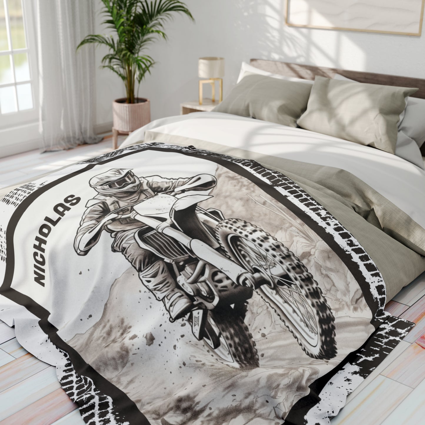 Personalized Dirtbike Blanket Custom Dirt Bike Gift