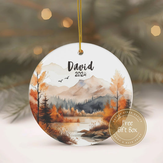 Personalized Mountain Christmas Ornament