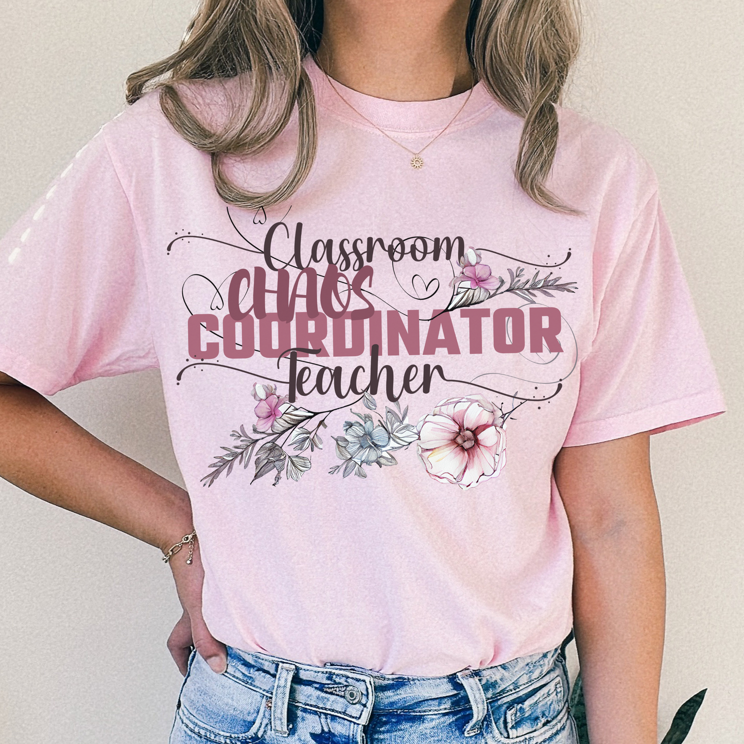 Floral Teacher TShirt Comfort Colors Shirt Gift For Her Funny Chaos Coordinator Back to School Shirt For Teachers New Teacher Gift