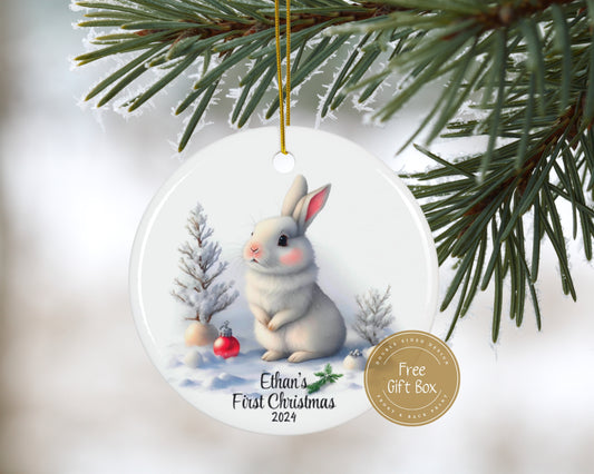 Baby First Christmas Ornament Personalized Baby Name Ceramic Ornament