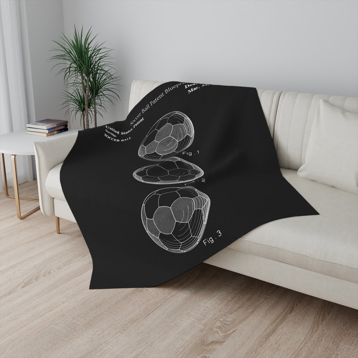 Soccer Ball Patent Blueprint Blanket Soccer Player Gift