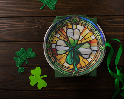 St Patricks Day Decoration Thermosaf Polymer Plastic Shamrock Plate