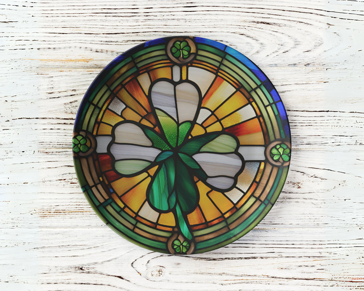 St Patricks Day Decoration Thermosaf Polymer Plastic Shamrock Plate