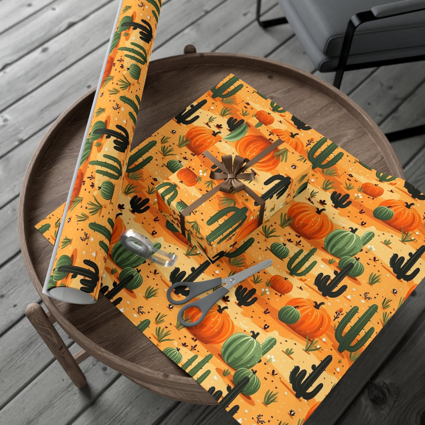 Western Wrapping Paper Roll Cactus Gift Wrap 6 Foot Roll Gift Wrapping Paper Halloween Pumpkin Wrapping Paper