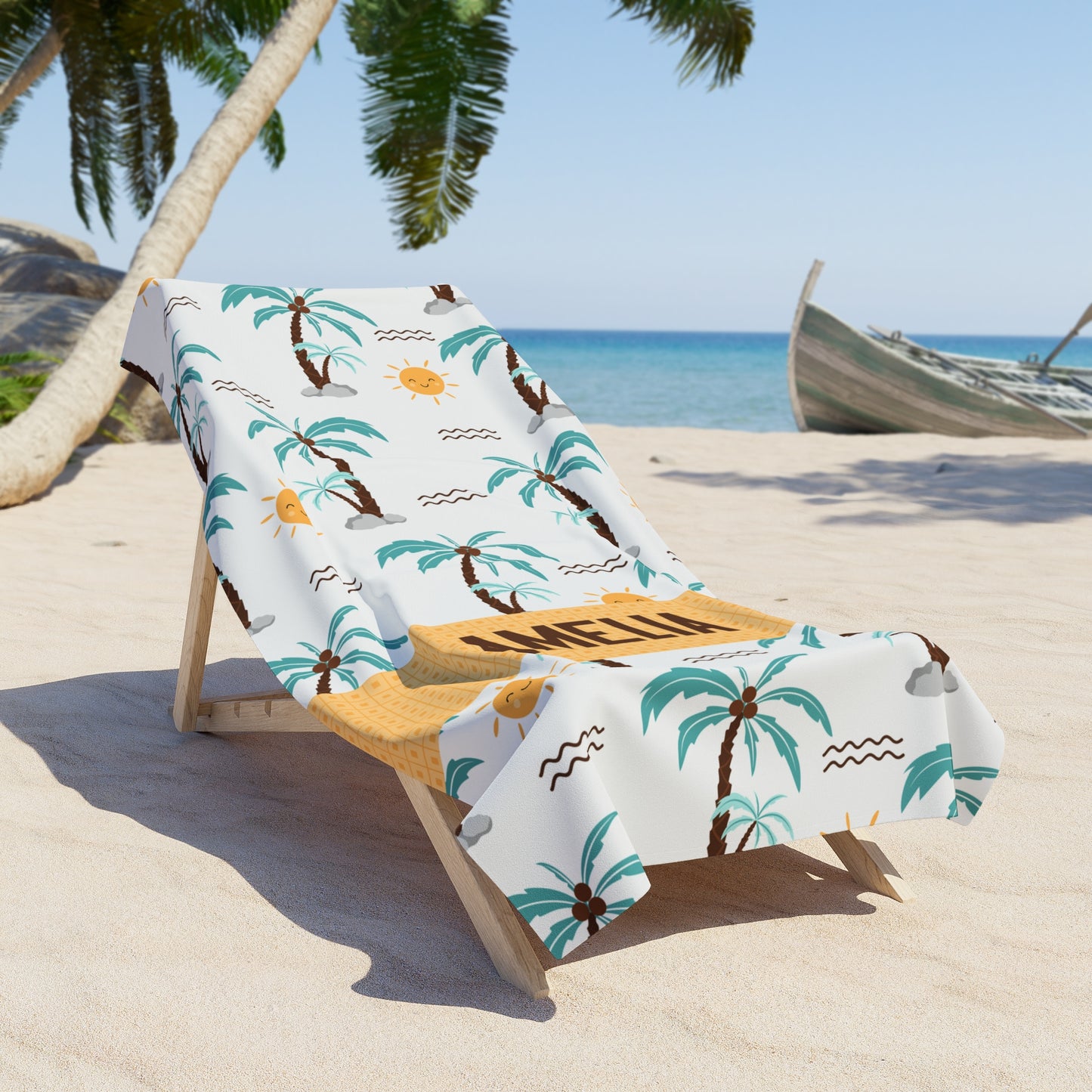 Personalized Palm Tree Preppy Towel Custom Gift