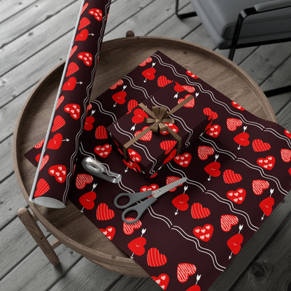 Red Hearts Valentines Day Wrapping Paper