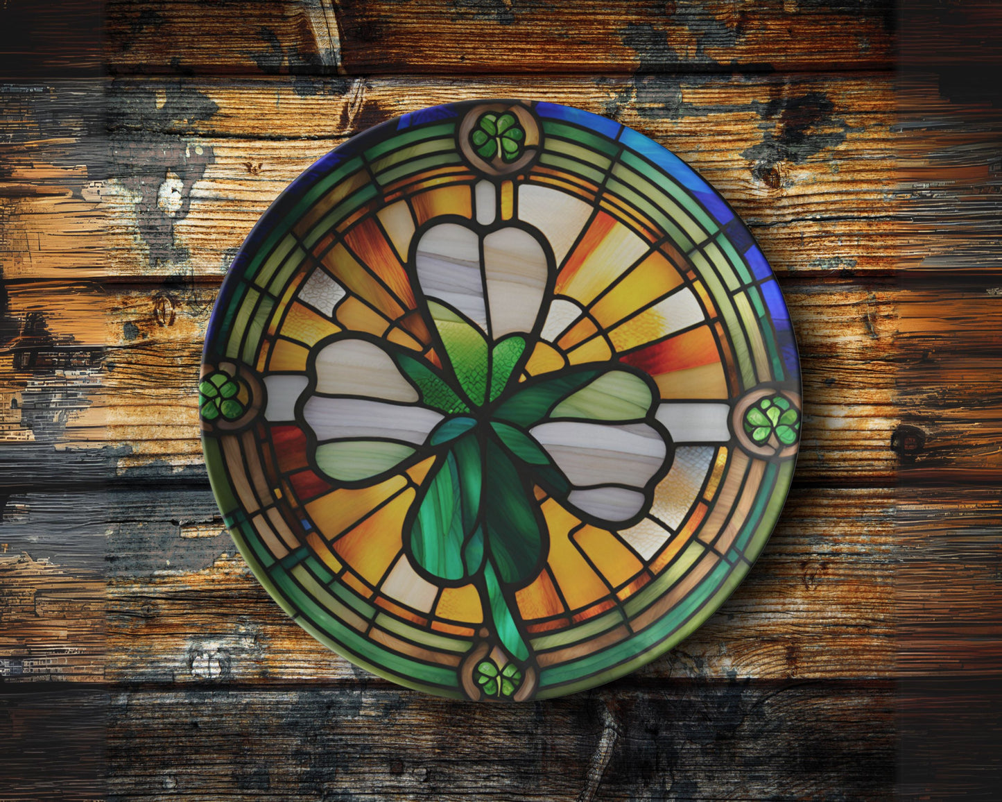 St Patricks Day Decoration Thermosaf Polymer Plastic Shamrock Plate