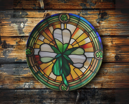 St Patricks Day Decoration Thermosaf Polymer Plastic Shamrock Plate