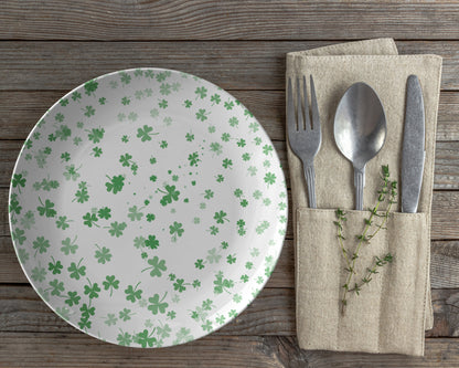 Lucky Four Leaf Clovers Plastic Plate