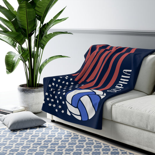 Personalized American Flag Volleyball Blanket