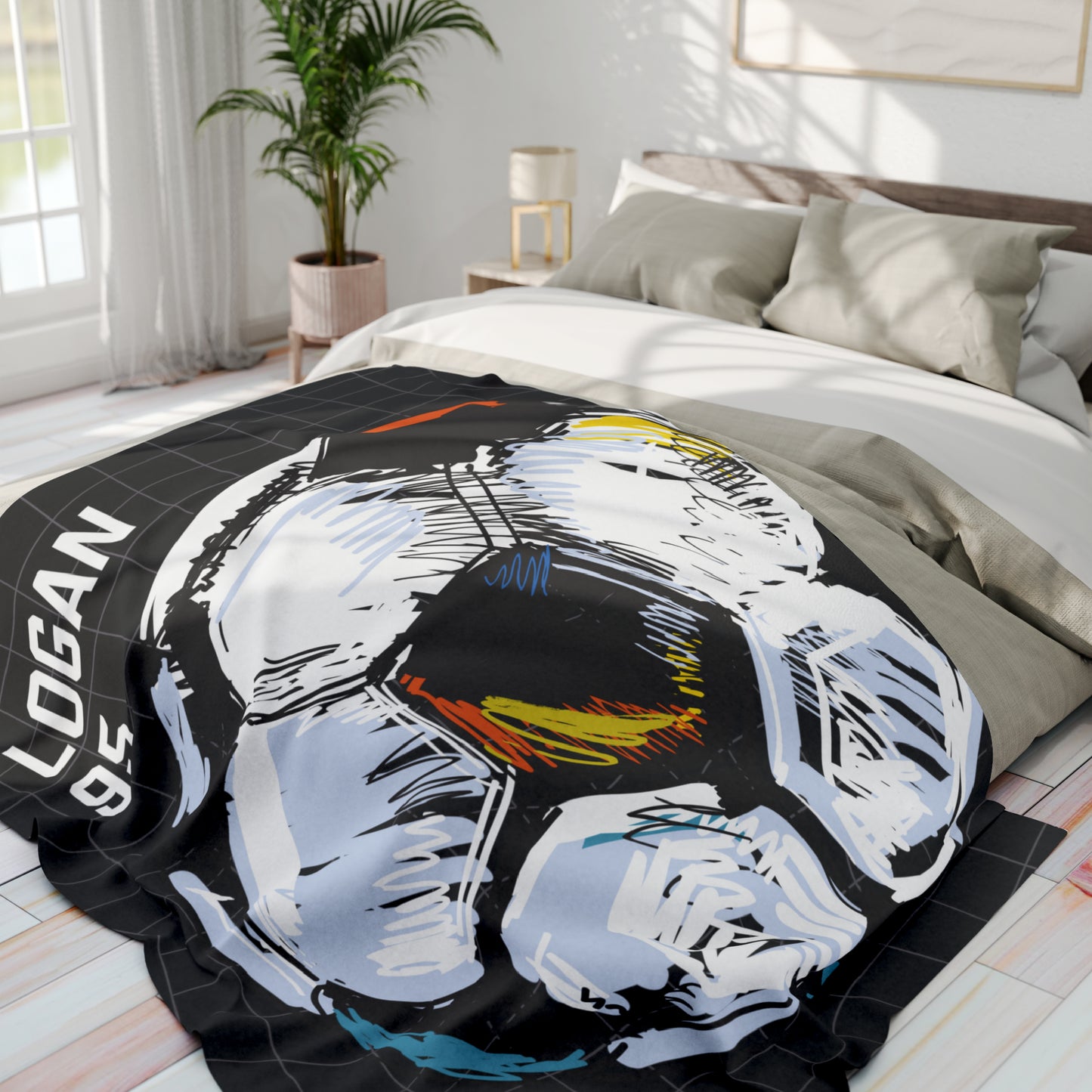 Custom Soccer Blanket Soccer Ball Blanket With Name