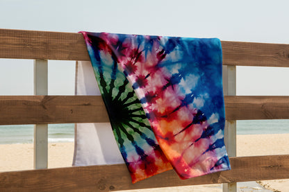 Personalized Retro Tie Dye Summer Beach Towel