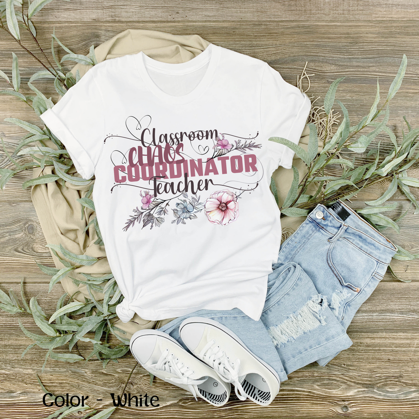 Floral Teacher TShirt Comfort Colors Shirt Gift For Her Funny Chaos Coordinator Back to School Shirt For Teachers New Teacher Gift