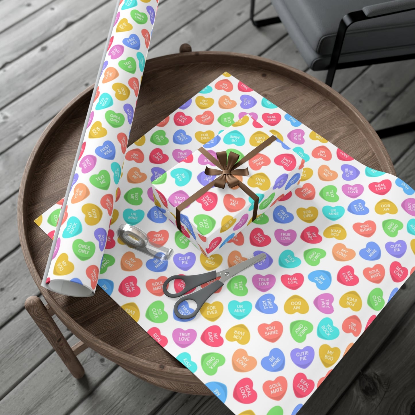 Retro Hearts Valentines Day Wrapping Paper