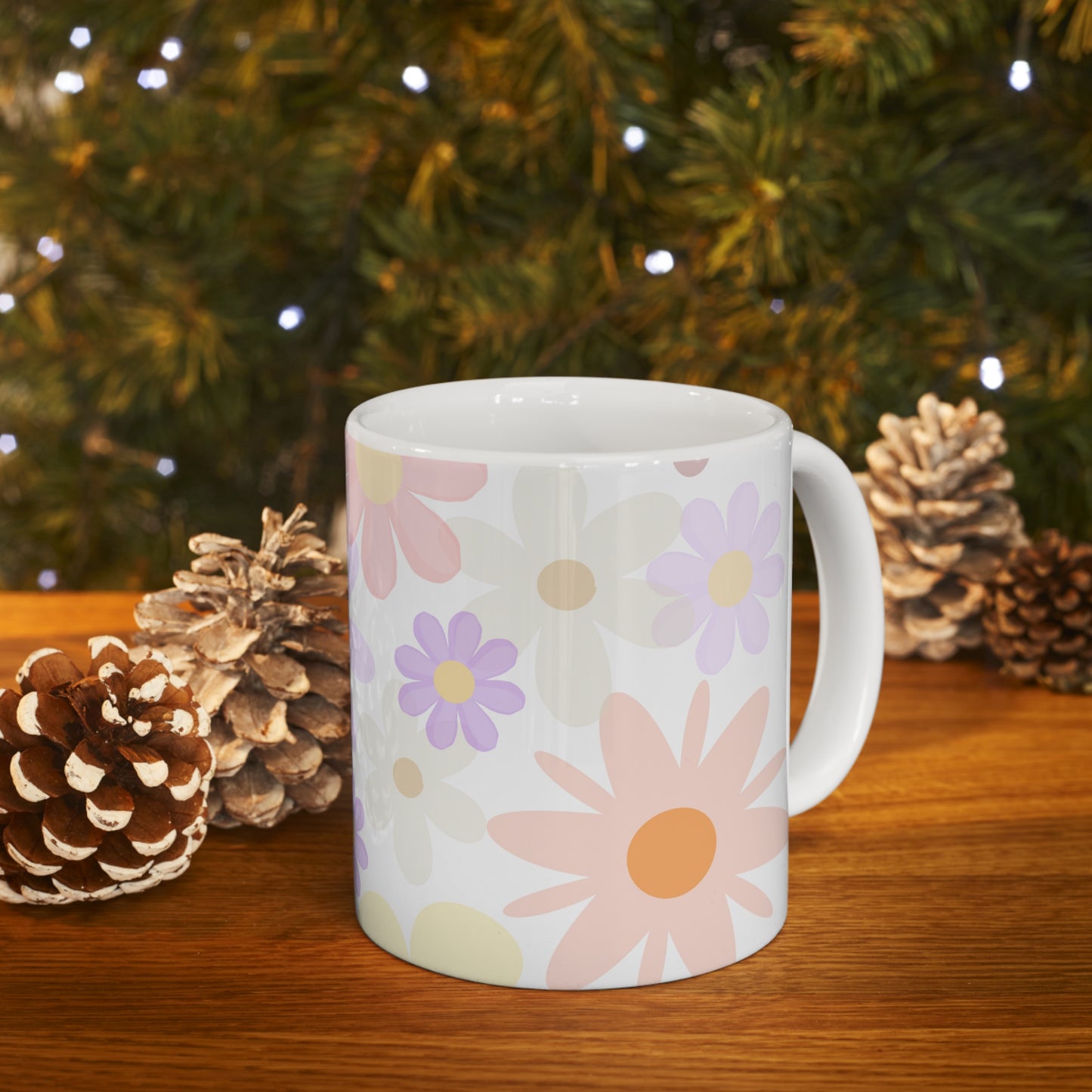 Joyful Blooms Flower Mug Floral Coffee Mug Gift for Her Pastel Mug Mimi Gift from Grandkids Grammy Gift Flowery Ceramic Mug 11oz