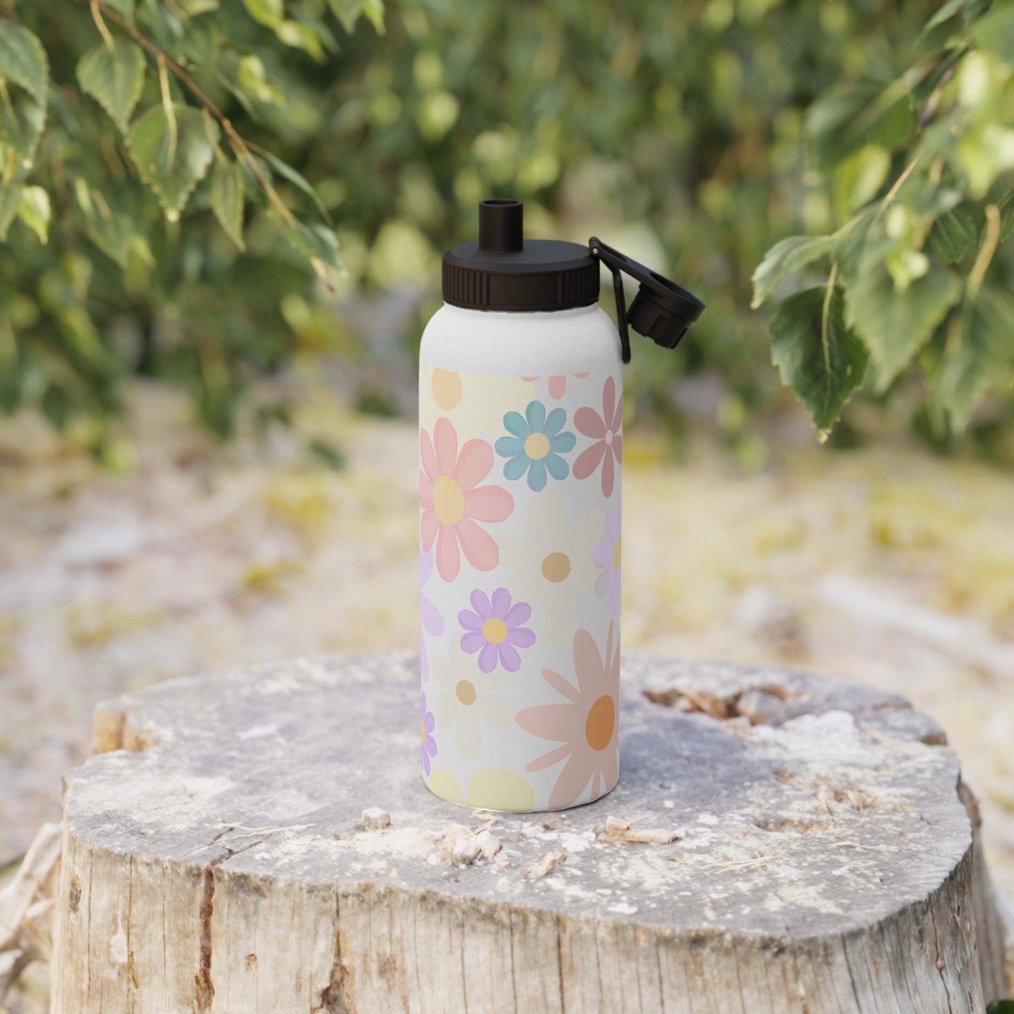 Stainless Steel Water Bottle Floral Water Bottle Gift for Her Pastel Summer Sports Bottle Travel Bottle Flowery Mom Gift Vacation Cup