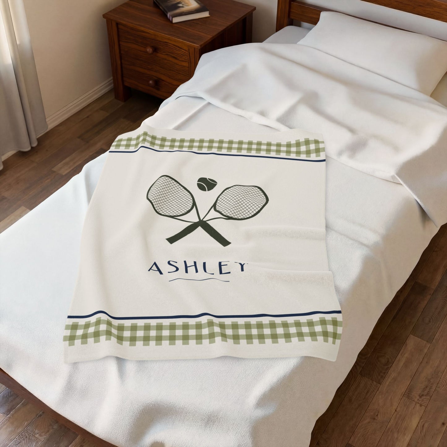 Personalized Gingham Tennis Blanket