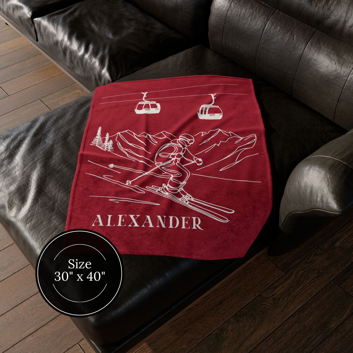 Personalized Ski Blanket Gift For Skier Customizable Ski Team Gift