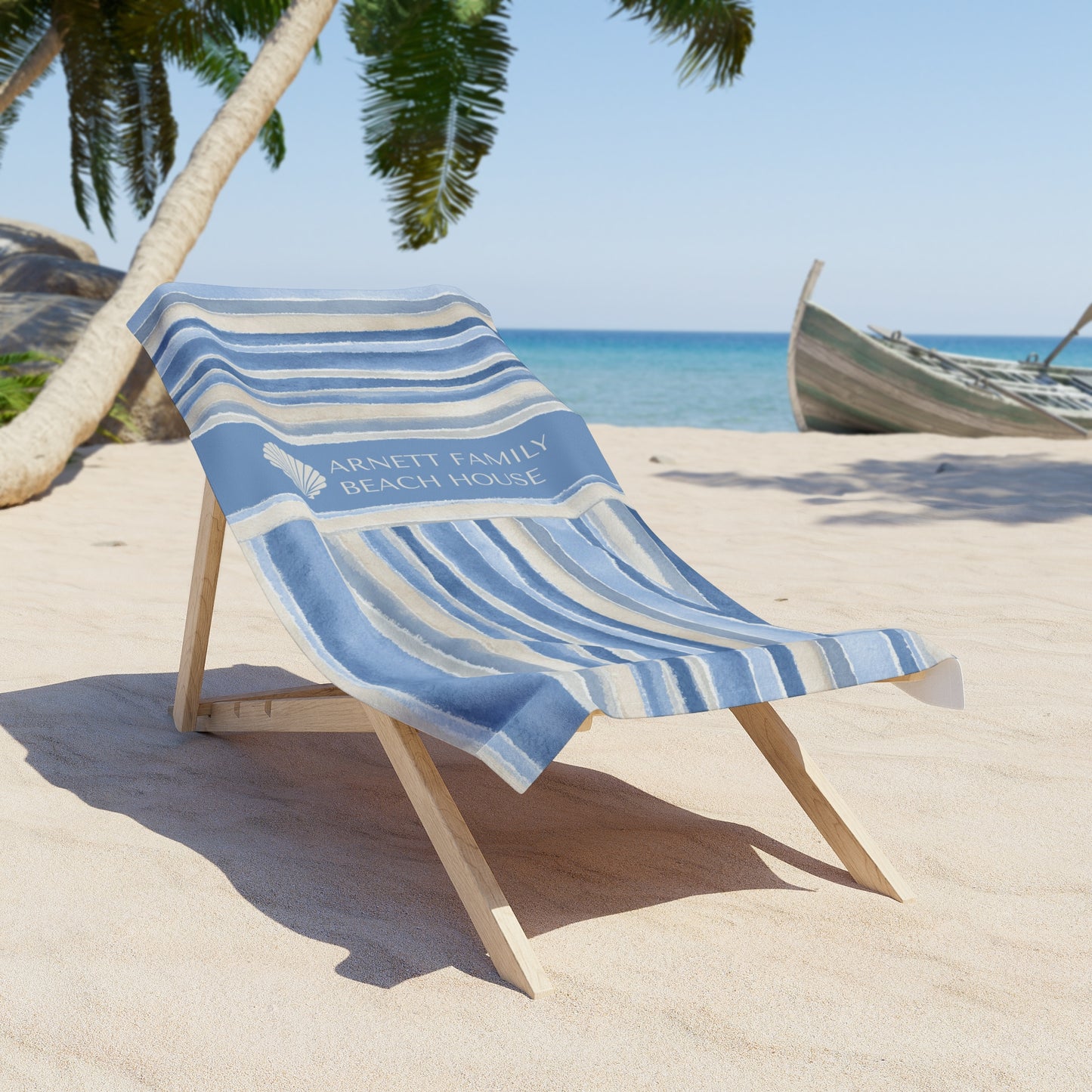 Personalized Coastal Stripe Beach Towel