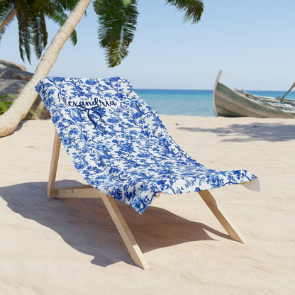 Coquette Chinoiserie Personalized Beach Towel
