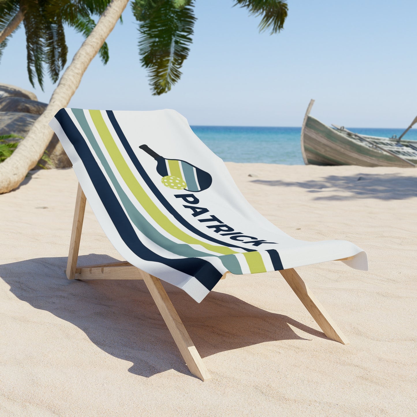 Personalized Retro Stripe Pickleball Towel