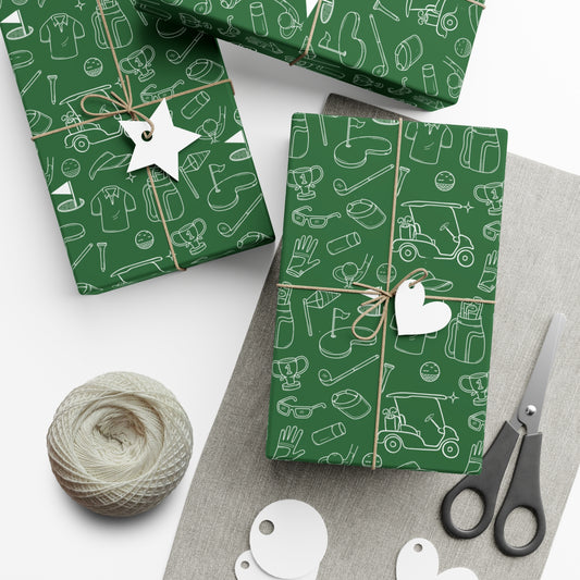 Hand Drawn Golf Gift Wrap Paper