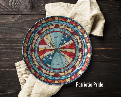 Thermosaf Polymer Plastic American Flag Dinner Plates