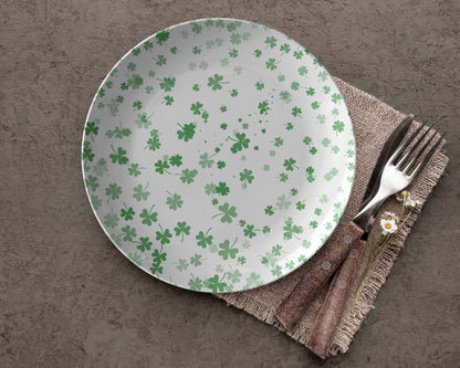 Lucky Four Leaf Clovers Plastic Plate