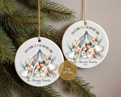 Personalized Ceramic Nativity Christmas Ornament