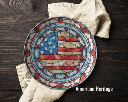 Thermosaf Polymer Plastic American Flag Dinner Plates