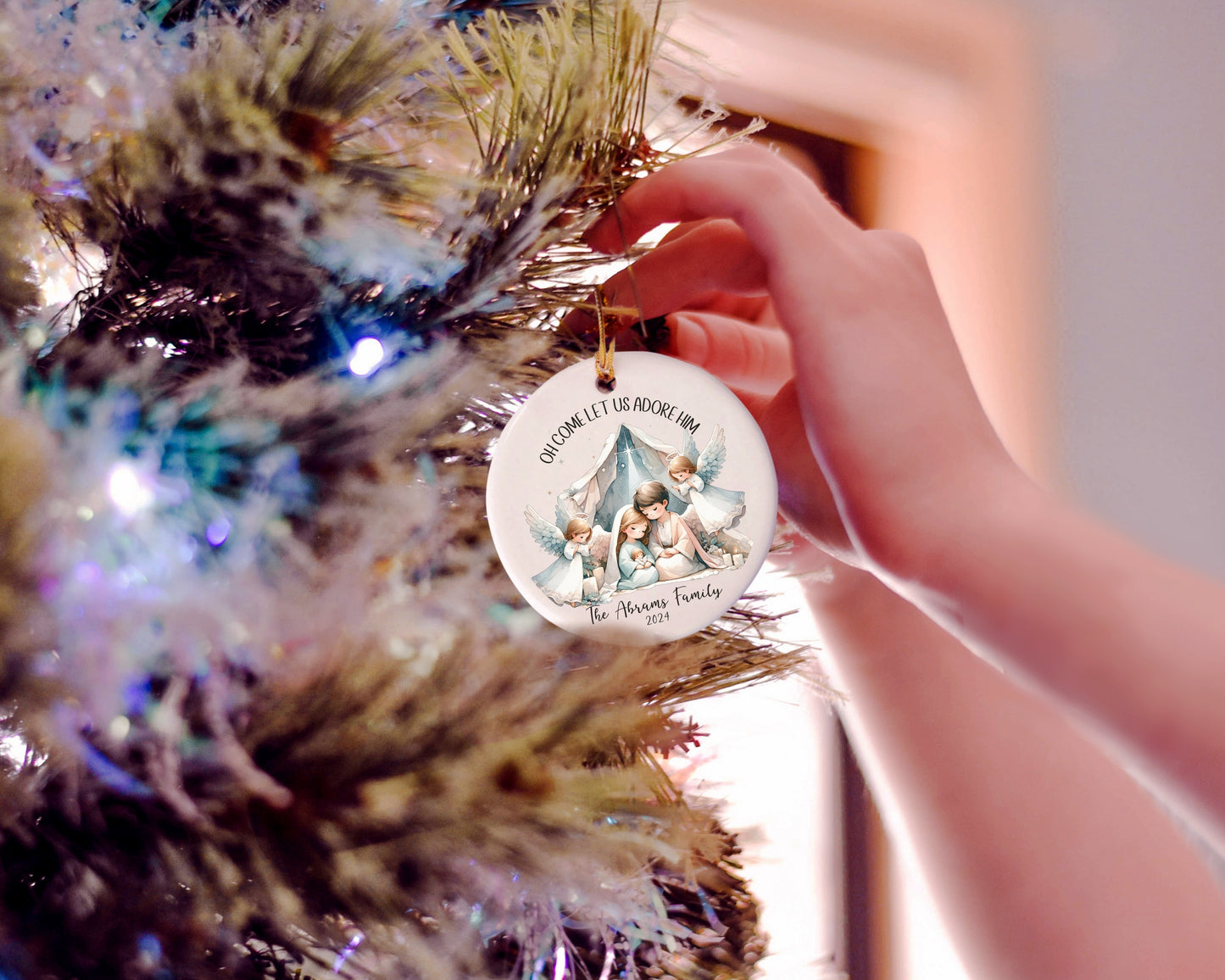 Personalized Ceramic Nativity Christmas Ornament