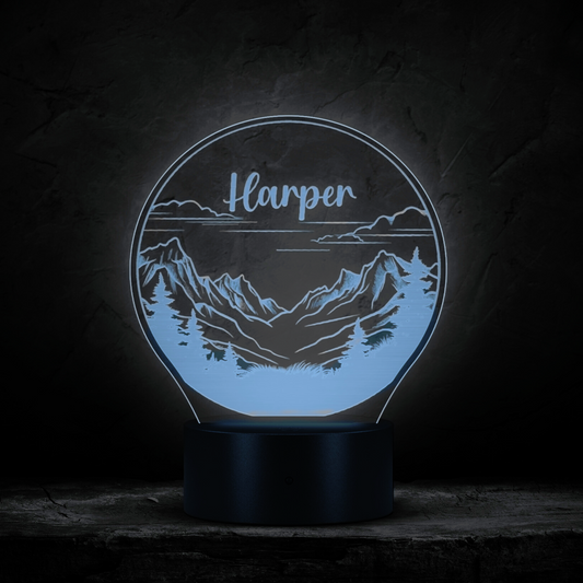 Custom Light Up Mountain Art Personalized Name Light