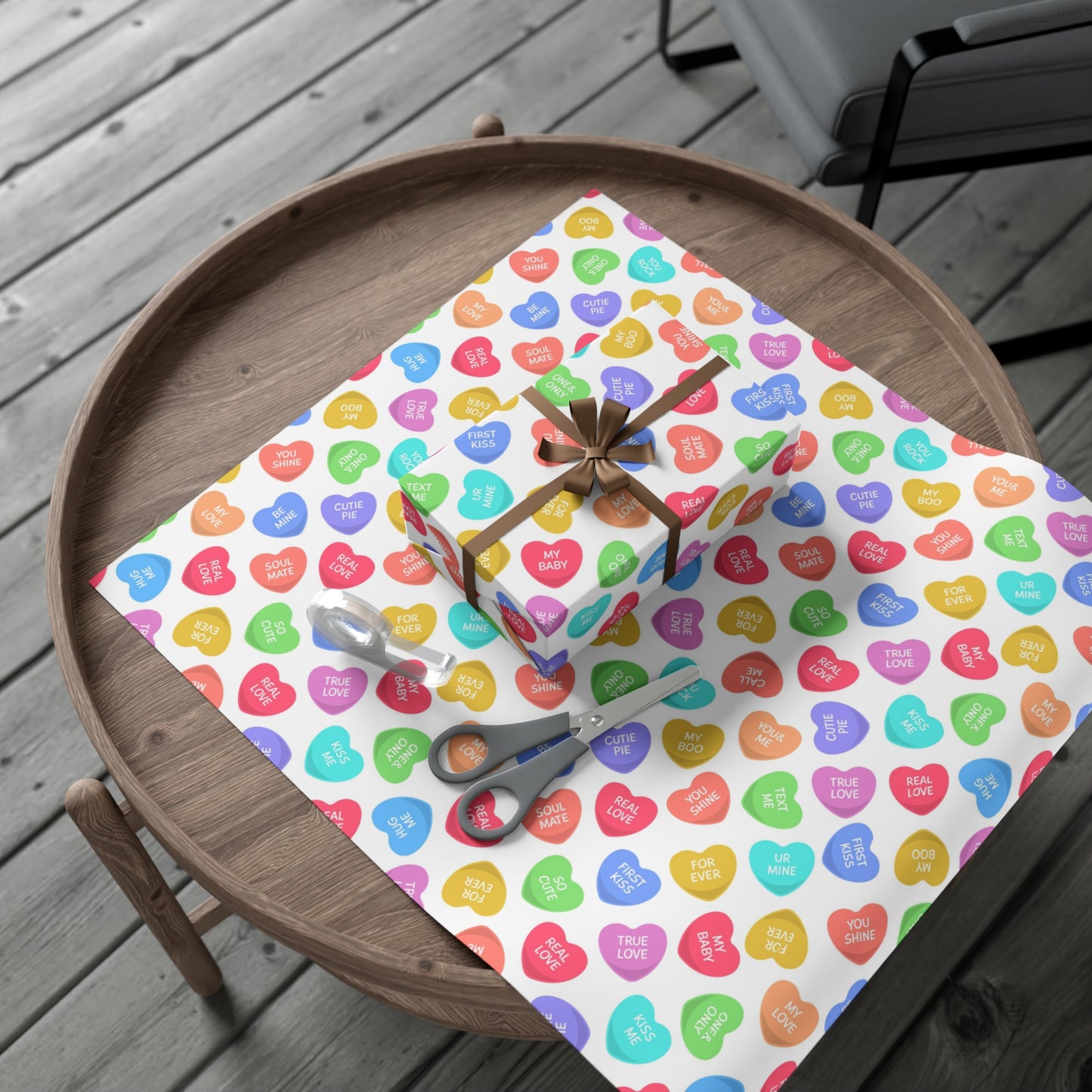 Retro Hearts Valentines Day Wrapping Paper